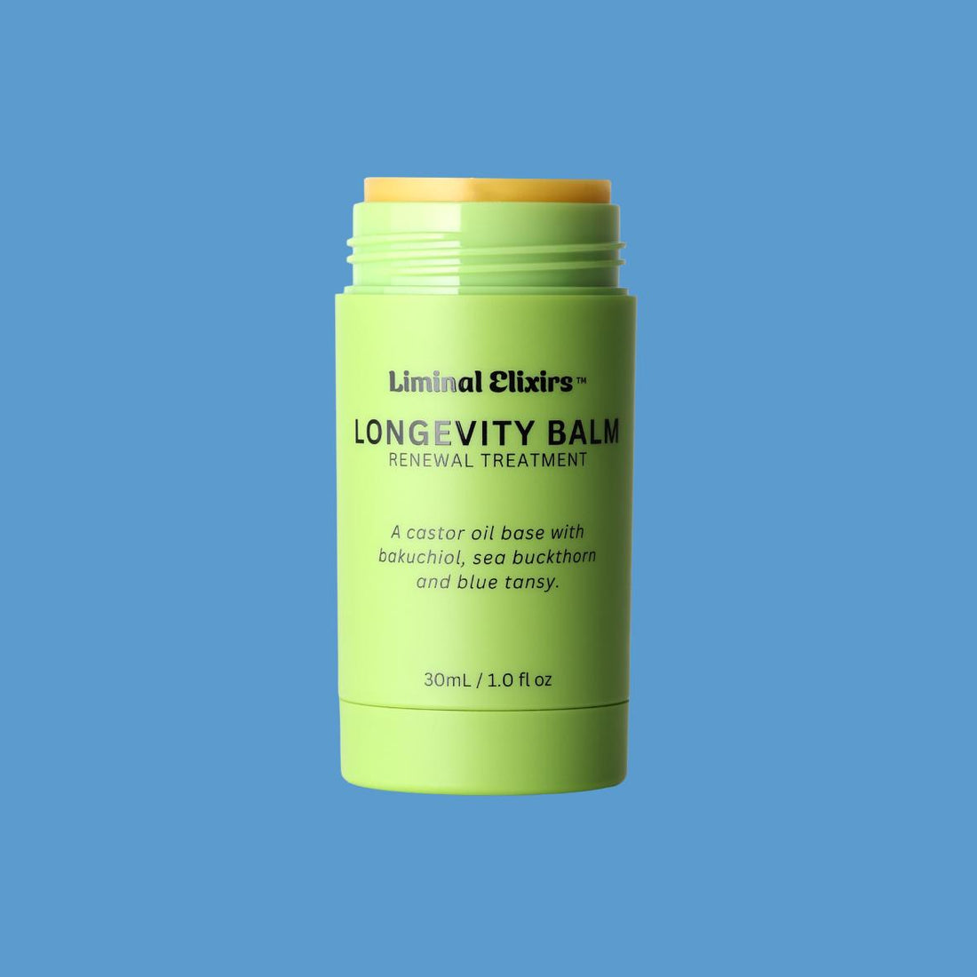Liminal Longevity Balm on a blue background