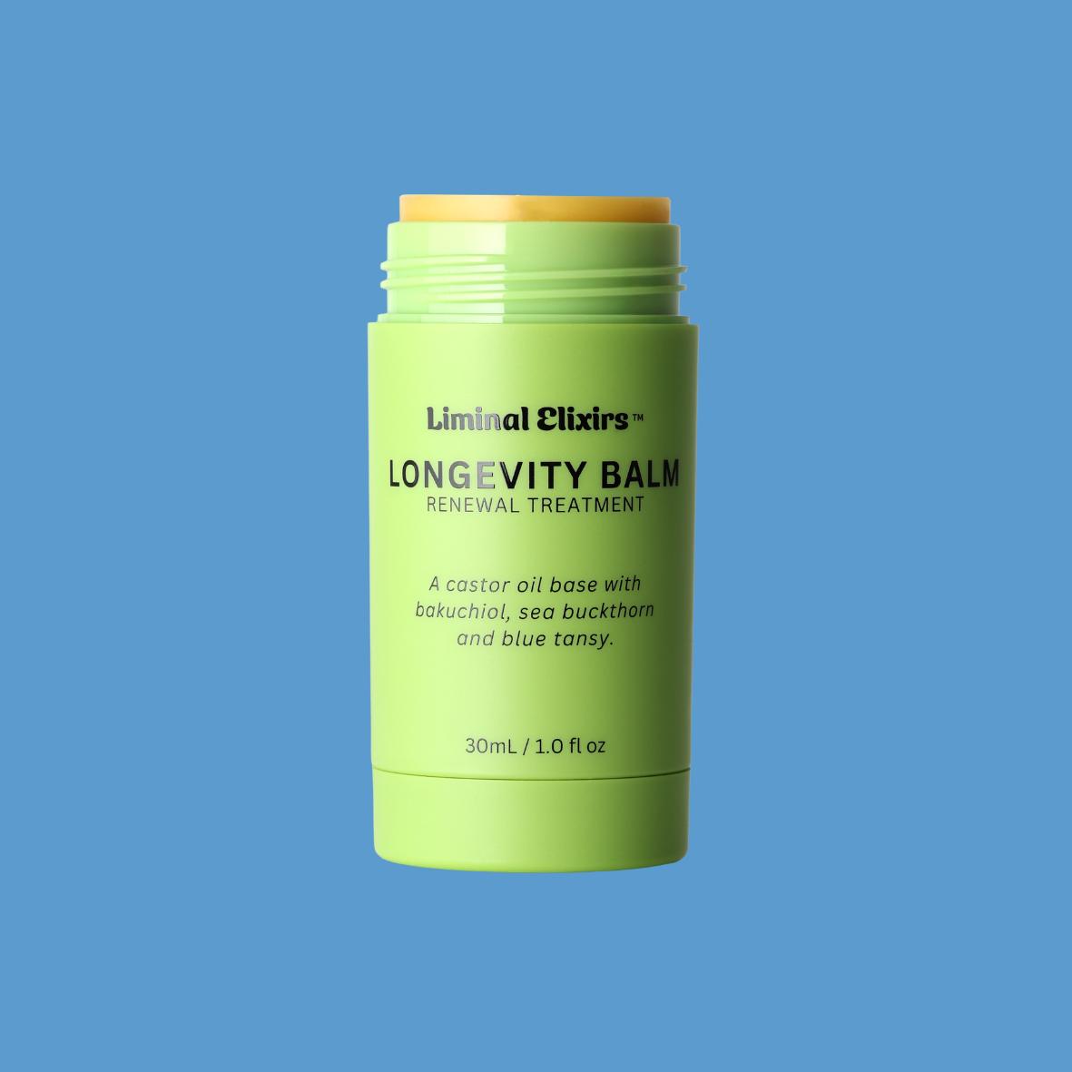 Liminal Longevity Balm on a blue background