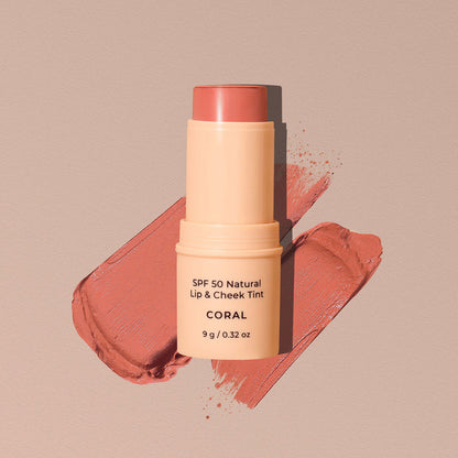 SPF 50 Natural Lip &amp; Cheek Tint - Coral